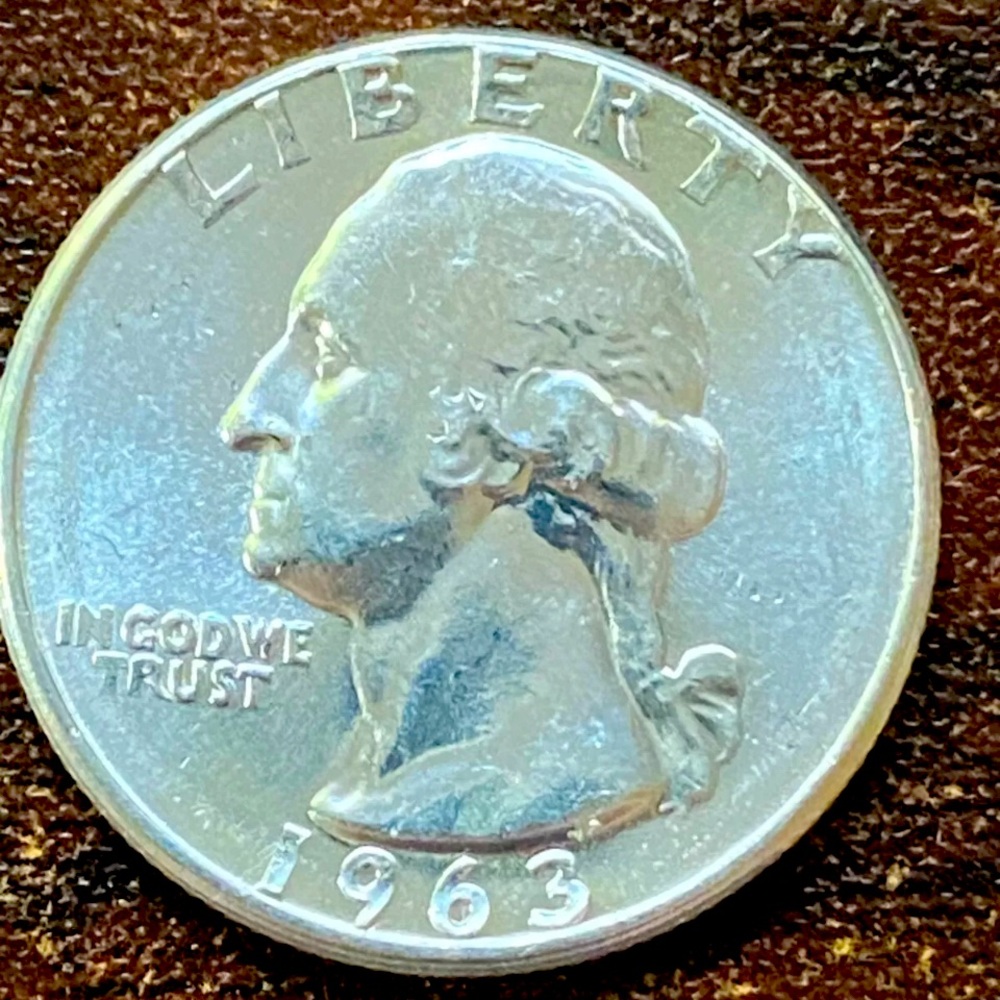 90% silver 1963 Error Washington Quarter a very very fine coin.